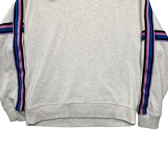 Aerie Women's Oversized Cream Colorful Striped Crewneck Sweatshirt - Picture 4 of 11